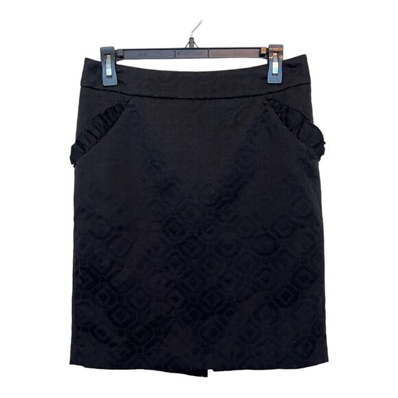 Ann Taylor LOFT Black Pencil Skirt with Ruffled Front Pockets Size 4 - Picture 4 of 9